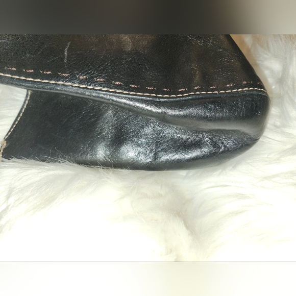 FOSSIL Black Leather Shoulder Bag Purse - Picture 14 of 14